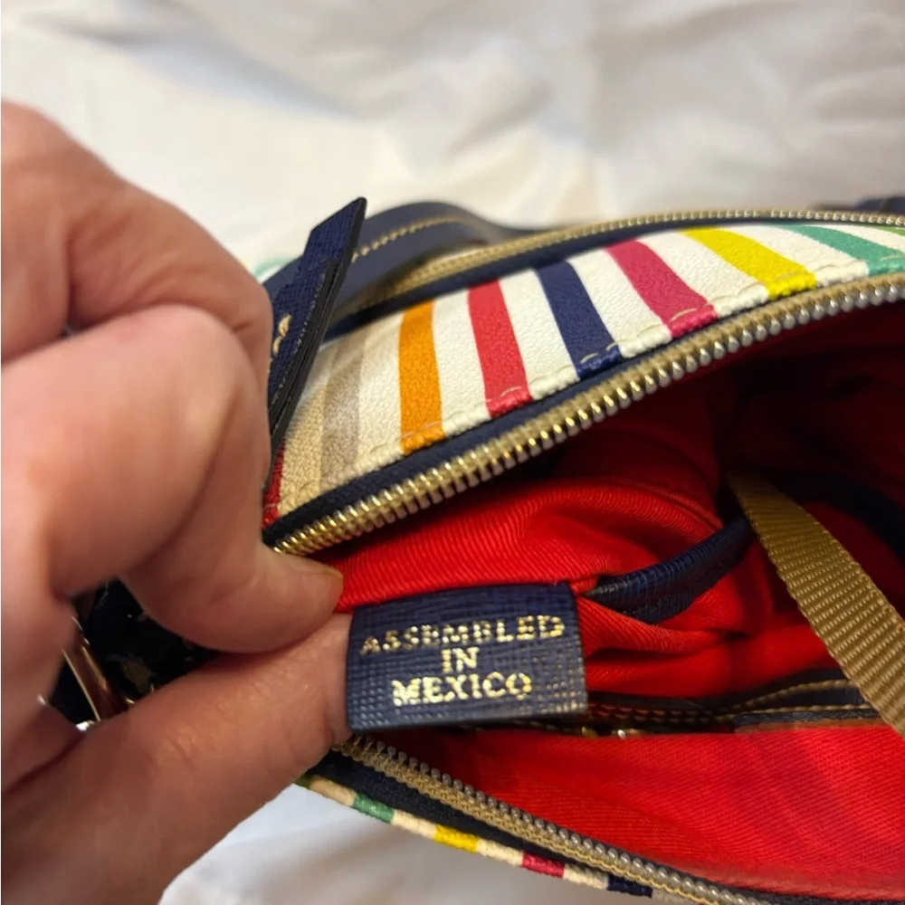 Dooney and Bourke Navy Trim Multicolor Stripe Crossbody Bag - Picture 4 of 8